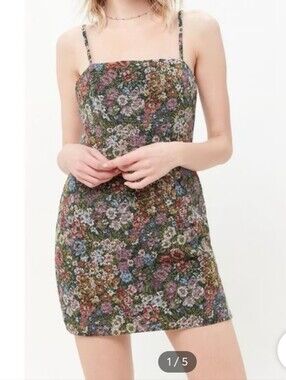 Urban Outfitters Tapestry Victoria Multicolor Floral Jacquard Mini Dress Medium